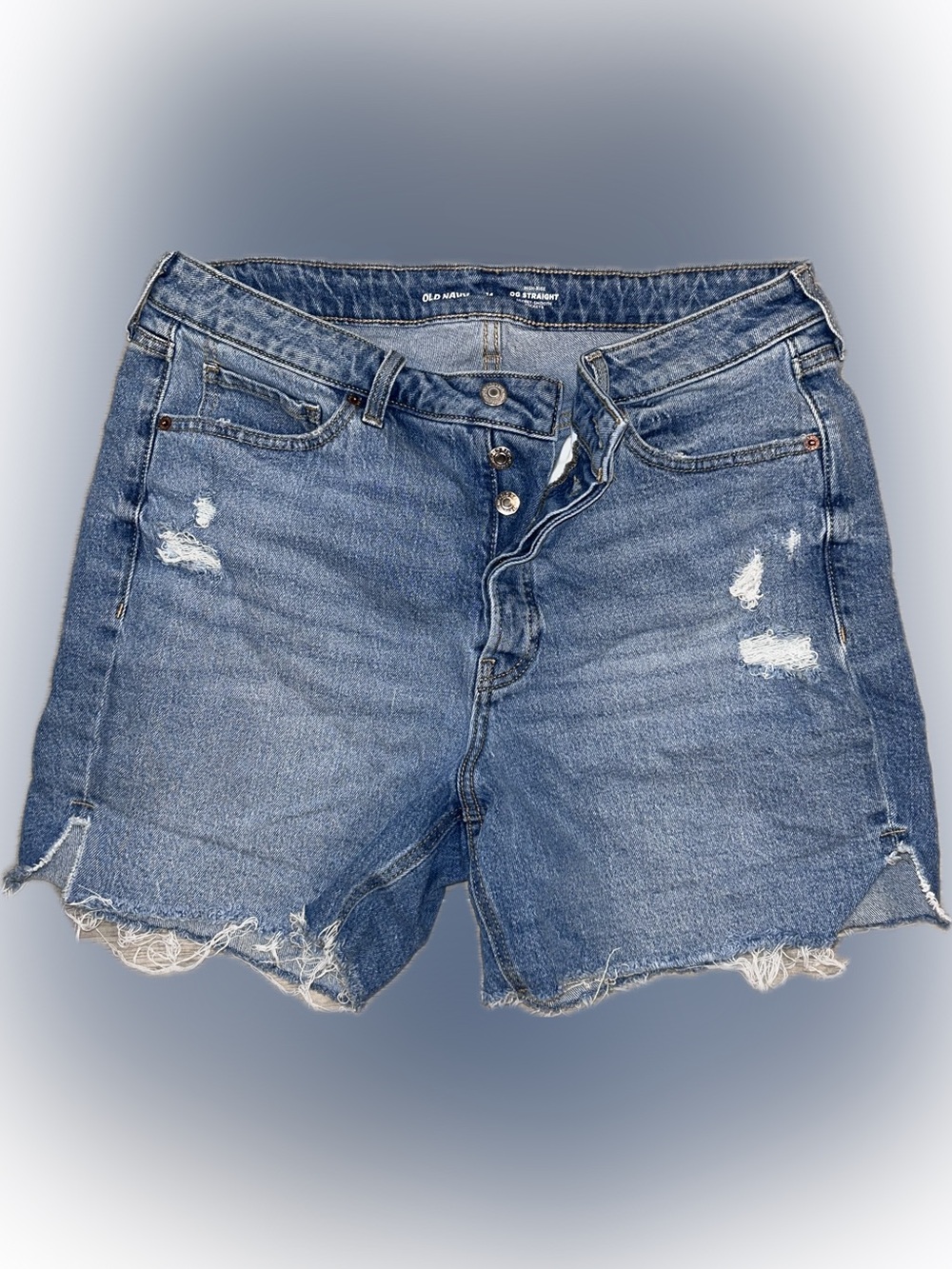 Old Navy Distressed High-Rise Denim Shorts in Blue